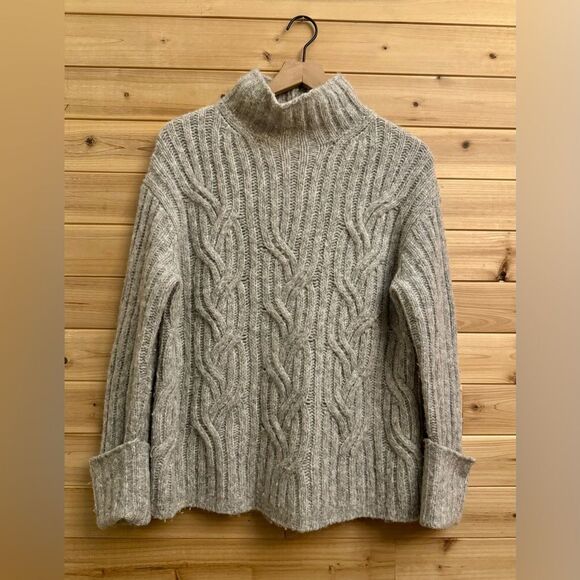 Vince. Size Small The Mirrored Cable Knit Alpaca Wool Blend Turtleneck Sweater - Picture 1 of 13